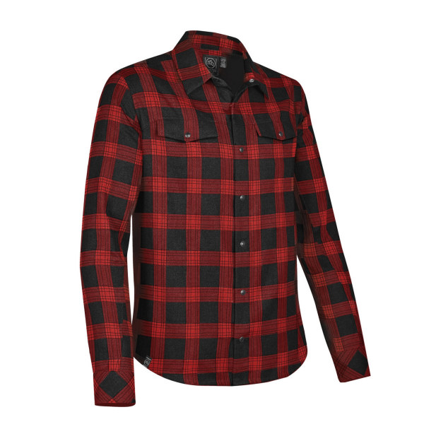 Stormtech Mens Logan Snap Front Skjorta XL Svart/Röd Pläd Black/Red Plaid XL