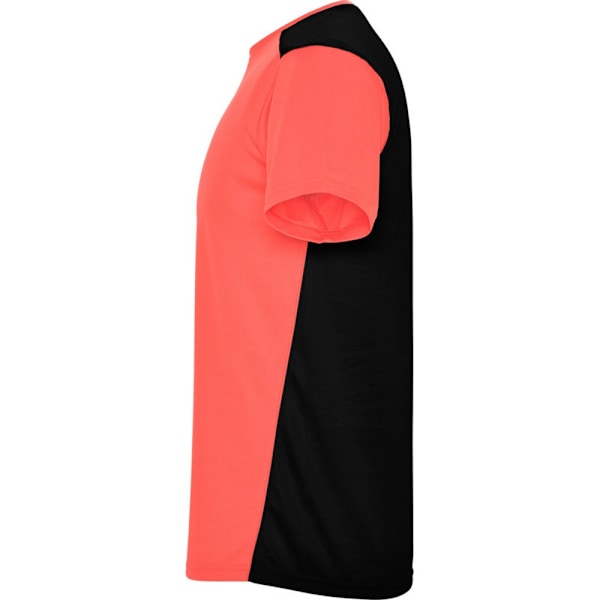 Roly Unisex Vuxen Detroit Kortärmad Sport T-shirt XXL Fluo Fluorescent Coral/Solid Black XXL