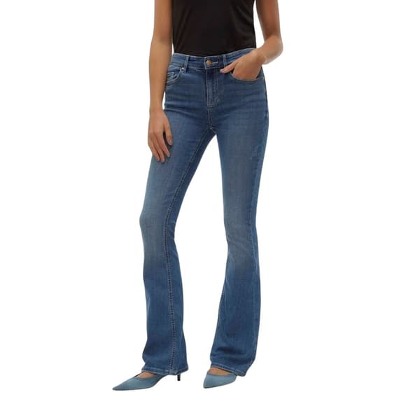Vero Moda Dam/Dam Li347 Denim Flared Jeans M Mellanblå Mid Blue M