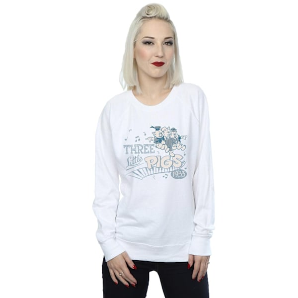 Disney Dam/Damer Tre Små Grisar 1933 Sweatshirt XXL Vit White XXL