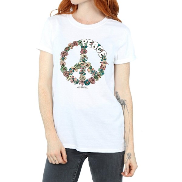 Woodstock Womens/Ladies Floral Peace Cotton Boyfriend T-Shirt 3 White 3XL
