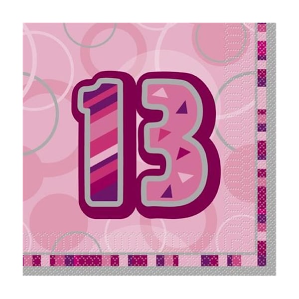 Unique Party Glitz 13:e födelsedagsservetter (16-pack) Pink One Size