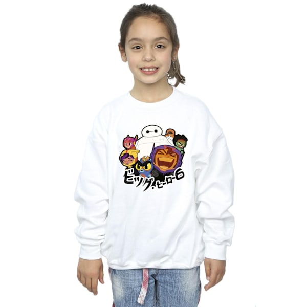 Disney Girls Big Hero 6 Baymax Group Manga Sweatshirt 5-6 år White 5-6 Years