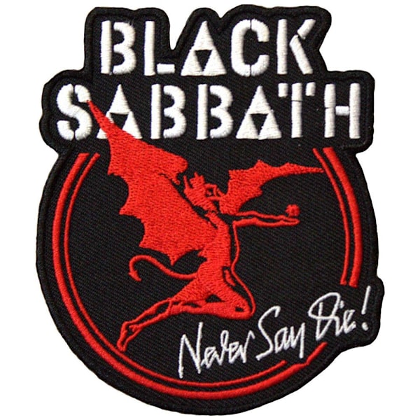 Black Sabbath Never Say Die Vävd Ärkeängel Strykmärke One Size Black/Red/White One Size