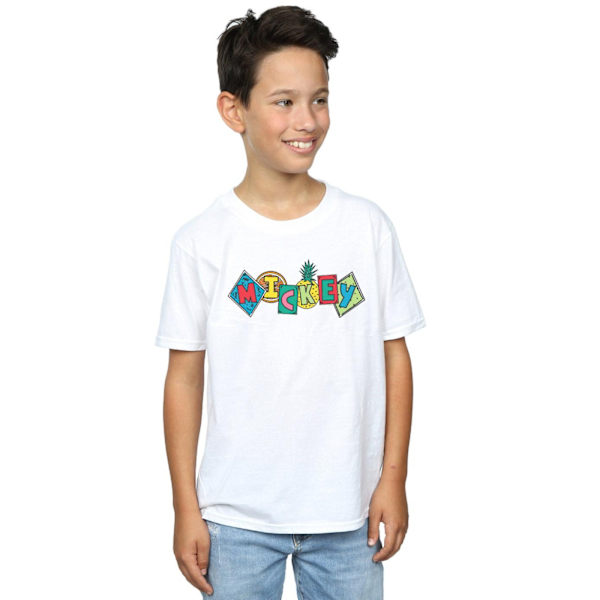 Disney Boys Mickey Mouse Fruit Blocks T-Shirt 9-11 år Vit White 9-11 Years