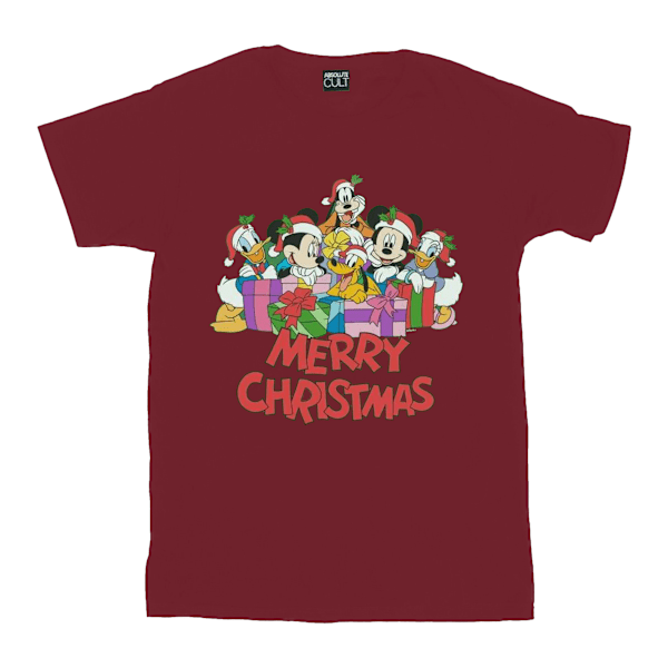 Disney Herr Mickey Mouse Och Vänner Jul T-Shirt S Burgun Burgundy S