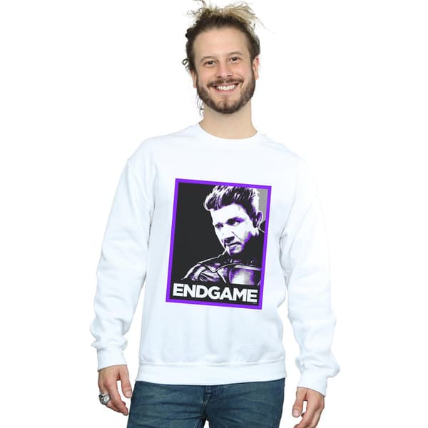 Marvel Mens Avengers Endgame Hawkeye Poster Sweatshirt S Vit White S