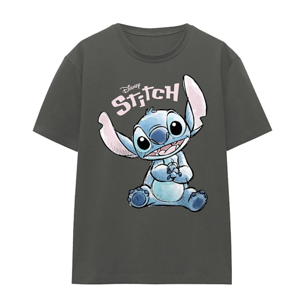 Lilo & Stitch Dam/Kvinnor Colour Me Happy Klassisk T-shirt XL Charcoal XL