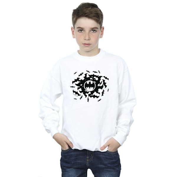 DC Comics Boys Batman Bat Swirl Sweatshirt 7-8 år Vit White 7-8 Years