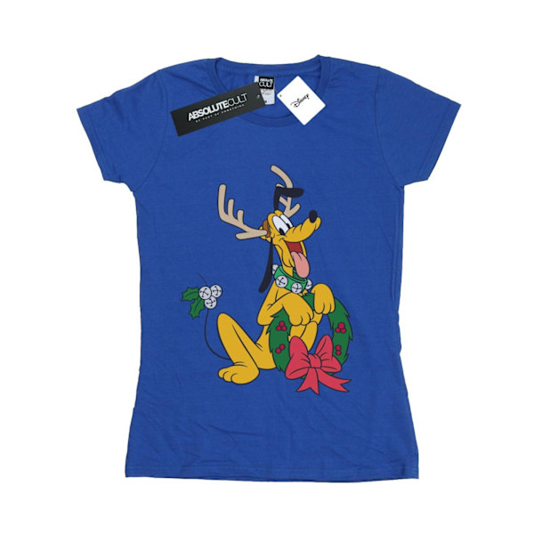 Disney Dam/Kvinnor Pluto Jul Ren T-shirt i Bomull L Royal Blue L