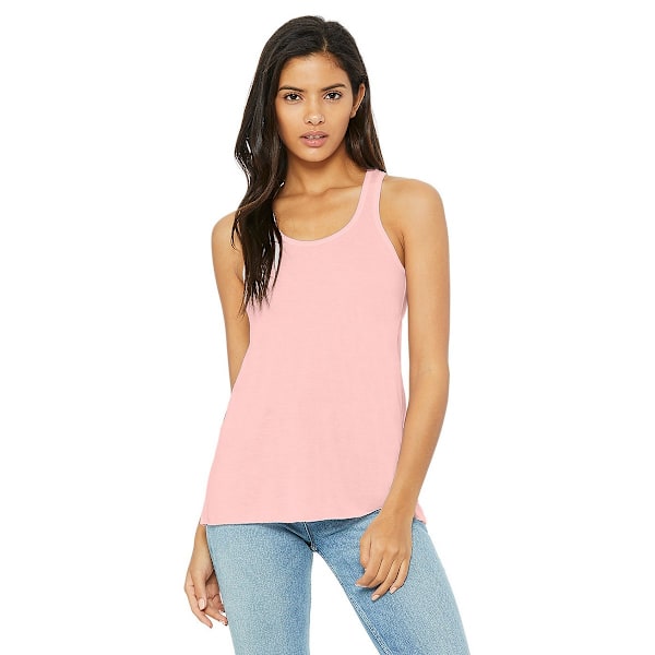 Bella + Canvas Dam/Kvinnor Racerback Flowy Tank Top M Soft Pi Soft Pink M
