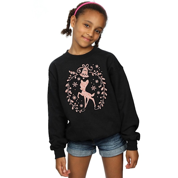 Disney Girls Bambi Julkrans Sweatshirt 7-8 År Svart Black 7-8 Years