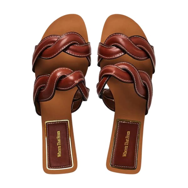 Where's That From Dam/Dam Flätade Casual Platta Sandaler 6 U Tan 6 UK