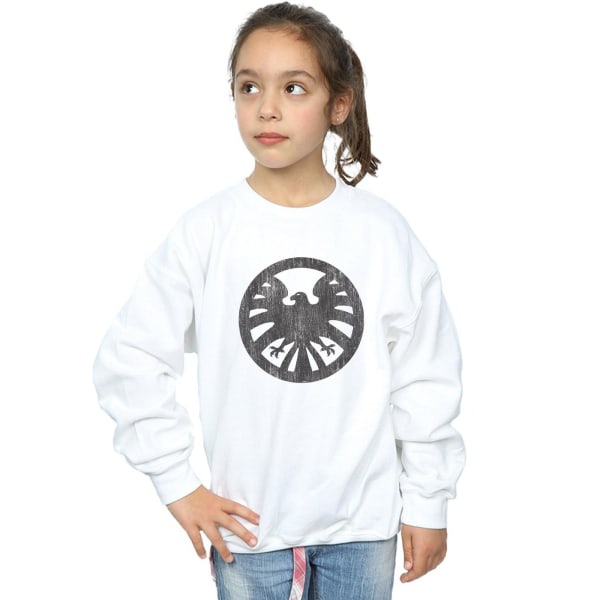 Marvel Girls Agents Of SHIELD Distressed Logo Sweatshirt 12-13 White 12-13 Years