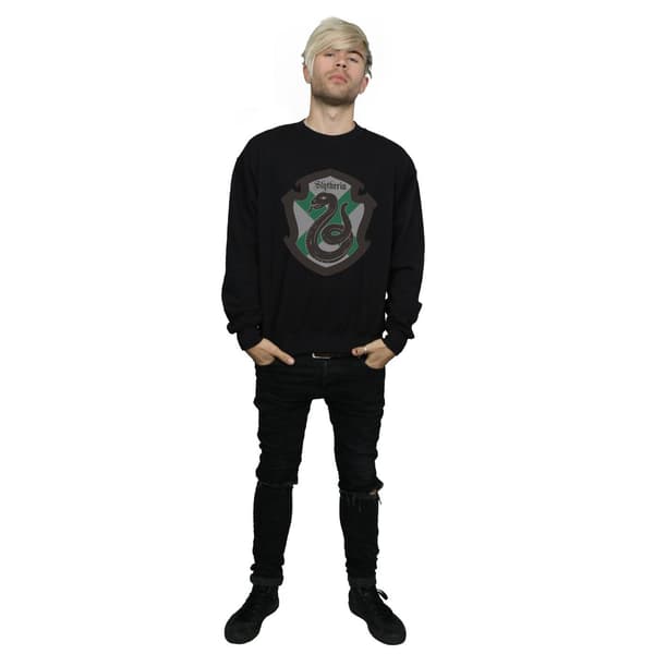 Harry Potter Herr Slytherin Crest Flat Sweatshirt S Svart Black S