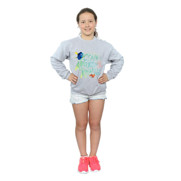Finding Dory Tjejers Ocean Adventure Sweatshirt 7-8 År Sport Sports Grey 7-8 Years
