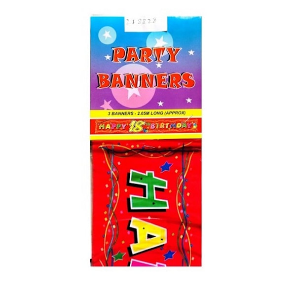 Glad 18-årsdag Banner (3-pack) En Storlek Röd/Flerfärgad Red/Multicoloured One Size