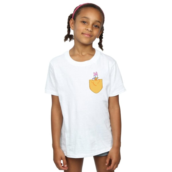 Disney Girls Daisy Duck Faux Pocket Bomull T-shirt 9-11 År W White 9-11 Years