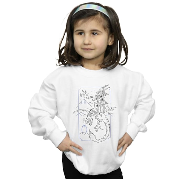 Harry Potter T-shirt med drakmotiv för flickor, 7-8 år, vit White 7-8 Years