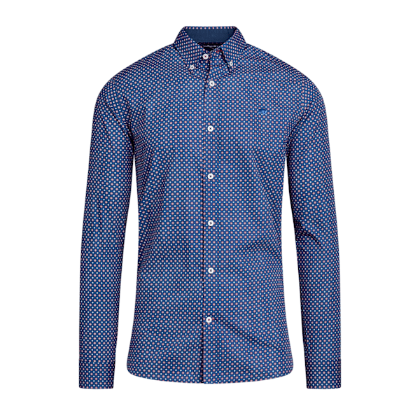 Raging Bull Herr Geometrisk Långärmad Skjorta 4XL Marinblå Navy 4XL