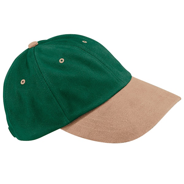 Beechfield Unisex Lågprofil Tung Borstad Bomulls Basebollkeps Forest/Taupe One Size