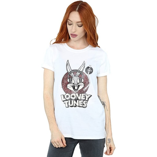 Looney Tunes Dam/Damer Bugs Bunny Cirkel Bomull Logotyp Pojkvän White M
