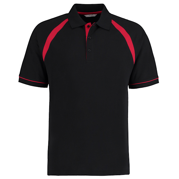 Kustom Kit Oak Hill Herr Kortärmad Poloskjorta S Svart/Ljusröd Black/Bright Red S