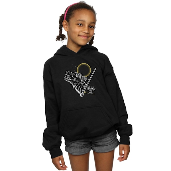 Harry Potter Flickor Vargulv Linje Konst Hoodie 5-6 År Svart Black 5-6 Years
