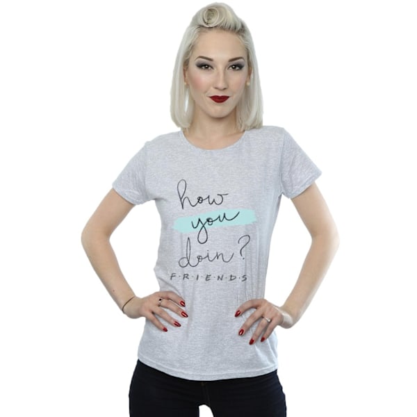 Friends Dam/Damer Hur Mår Du? Handskrift Bomull T-shirt Sports Grey L