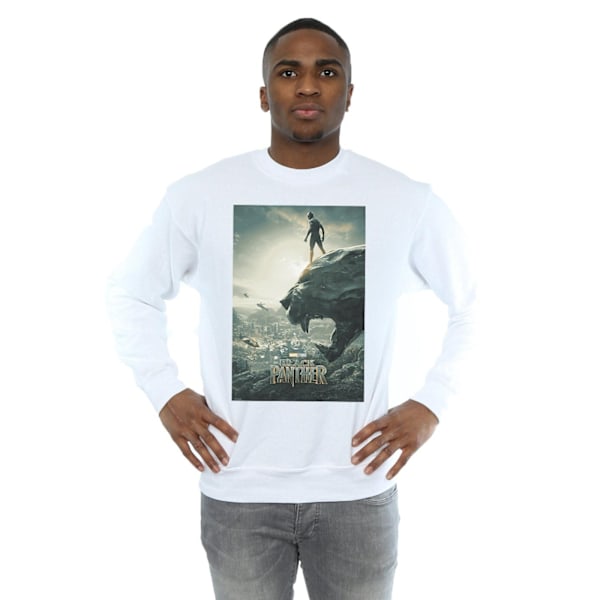 Marvel Herr Svart Panther Poster Sweatshirt XL Vit White XL