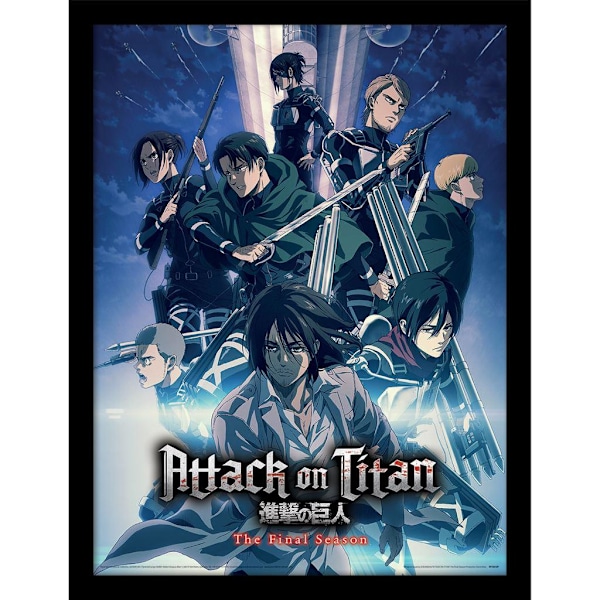 Attack on Titan S4 Strike Team inramad affisch 40cm x 30cm Flerfärgad Multicoloured 40cm x 30cm
