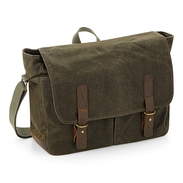 Quadra Heritage Vaxad Canvas Messenger Bag One Size Olive Green Olive Green One Size