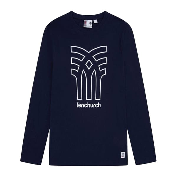 Fenchurch Herr Aspinall T-shirt med stor logotyp L Marinblå Navy L