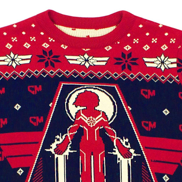 Captain Marvel Dam Premium Stickad Jultröja M Red/Black M