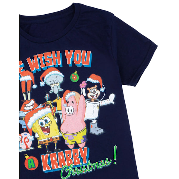 SpongeBob SquarePants Barnkläder/Barn Krabby Jul T-Shirt 7 Navy 7-8 Years