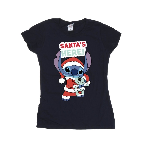 Disney Lilo för kvinnor/damer & Stitch Santa´s Here T-shirt i bomull Navy Blue S