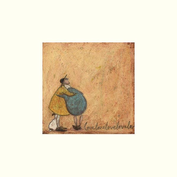 Sam Toft Love Love Love Love Love Tryck 30cm x 30cm Brun/Blå/ Brown/Blue/Yellow 30cm x 30cm