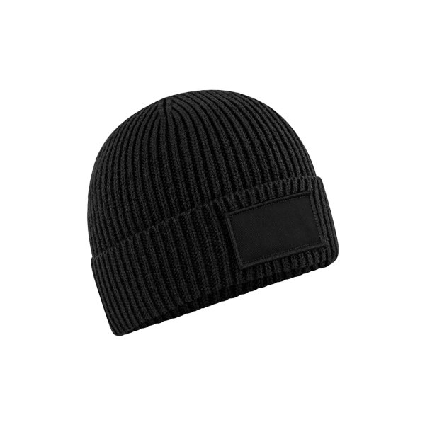 Beechfield Fashion Woven Patch Beanie One Size Svart Black One Size