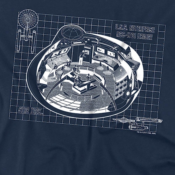 Star Trek Herr T-shirt med Bryggtryck XL Marinblå Navy XL