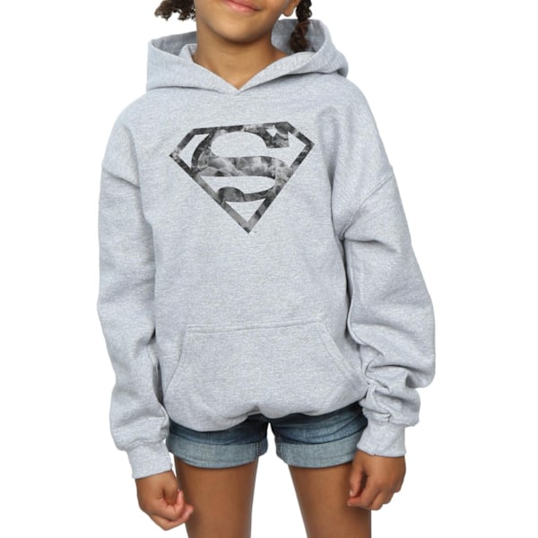 DC Comics Girls Superman Marble Logo Hoodie 12-13 år Sport Sports Grey 12-13 Years