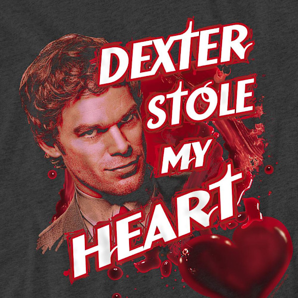 Dexter Unisex Vuxen Blodigt Hjärta T-Shirt M Kolgrå Charcoal M