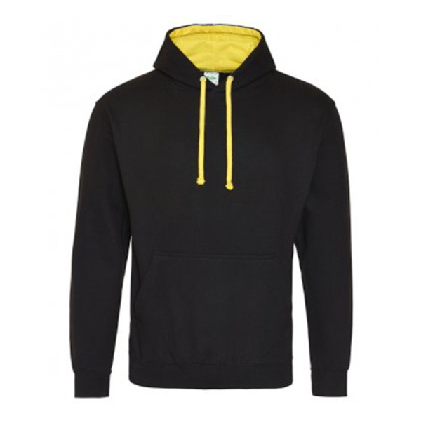 Awdis Varsity Hooded Sweatshirt / Hoodie L Jet Black/ Sun Yello Jet Black/ Sun Yellow L