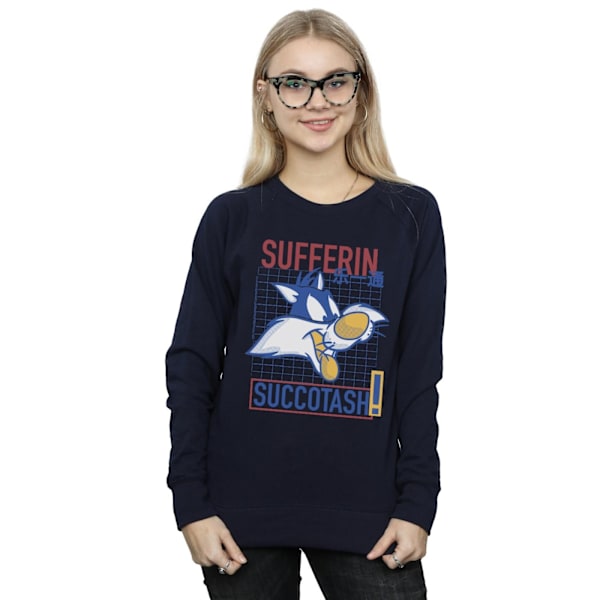 Looney Tunes Dam/Damer Sylvester Sufferin Succotash Sweatshirt Navy Blue L