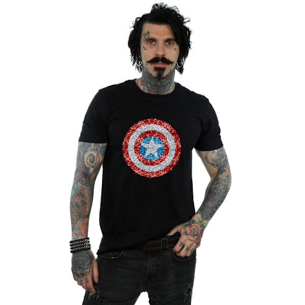 Marvel Herr Captain America Pixelated Shield T-Shirt 4XL Svart Black 4XL