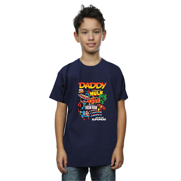 Marvel Boys Our Dad Superhero T-Shirt 7-8 år Marinblå Navy Blue 7-8 Years