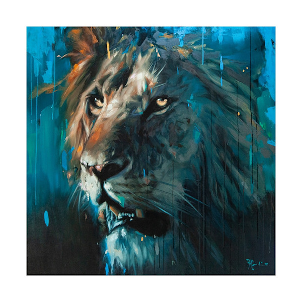 Frank Pretorius Lejontryck 40cm x 40cm Blå/Brun Blue/Brown 40cm x 40cm