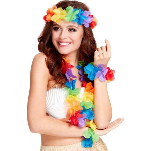 Smiffys Hawaiiansk Regnbåge Kostym Tillbehör Set One Size Multico Multicoloured One Size