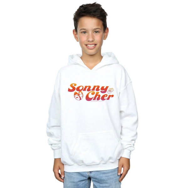 Sonny & Cher Boys Gradient Logo Hoodie 7-8 år Vit White 7-8 Years