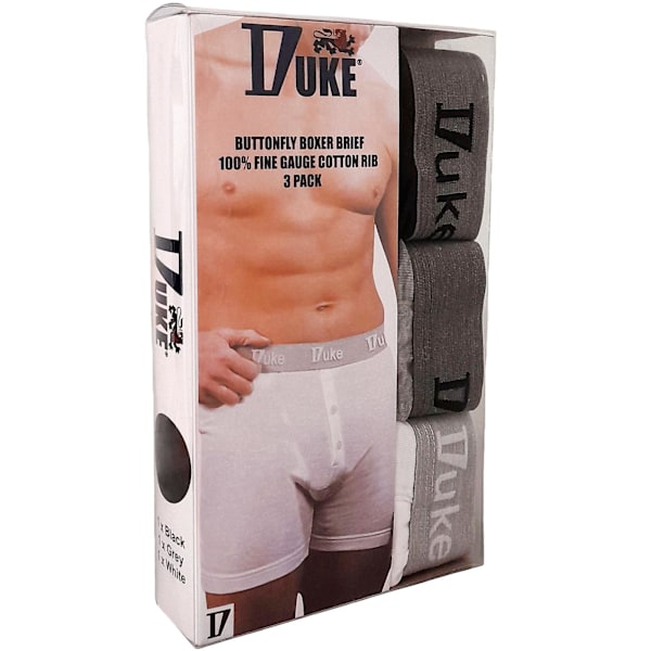 Duke Herr D555 London Driver Bomullsboxershorts (3-pack) XX Black/White/Grey XX-Large