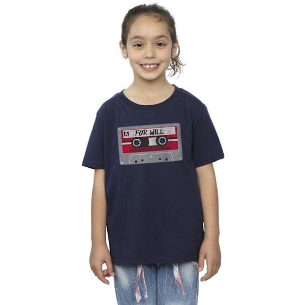 Netflix Girls Stranger Things Kassett För Will Bomull T-shirt Navy Blue 7-8 Years